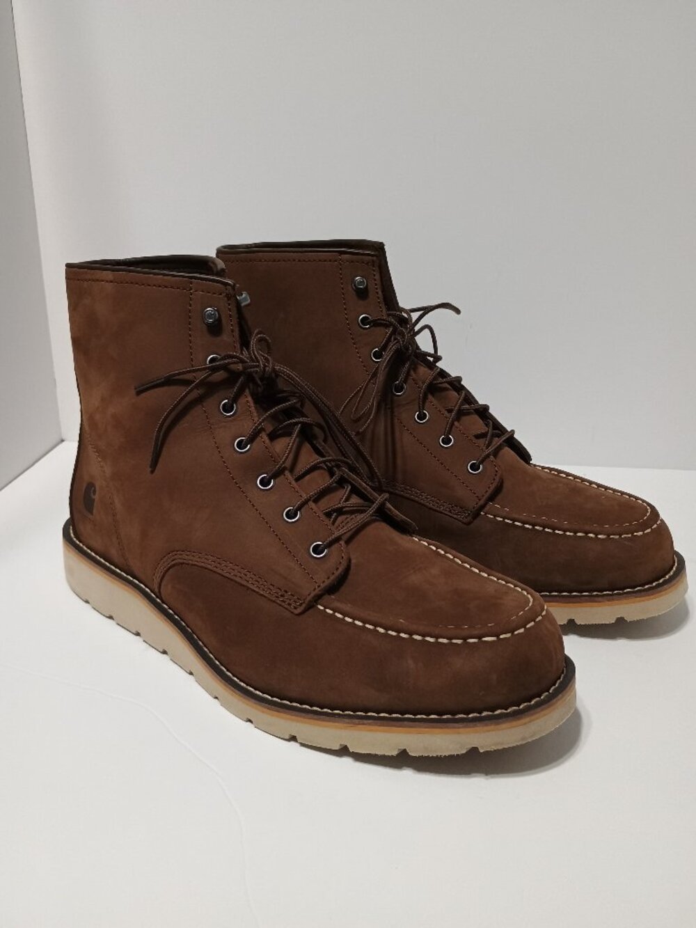 Carhartt Men’s Brown Leather Moc Toe Wedge Work Boots Size 14 New With Tags